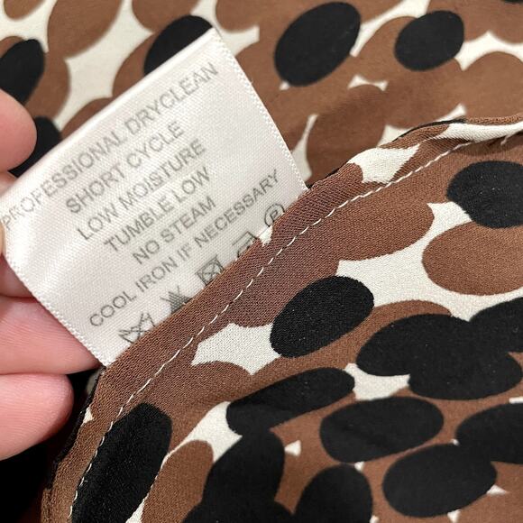 Tory Burch Size 8 Top 100% Silk Polka Dot Popover Blouse Career Classic Neutral - Picture 16 of 16